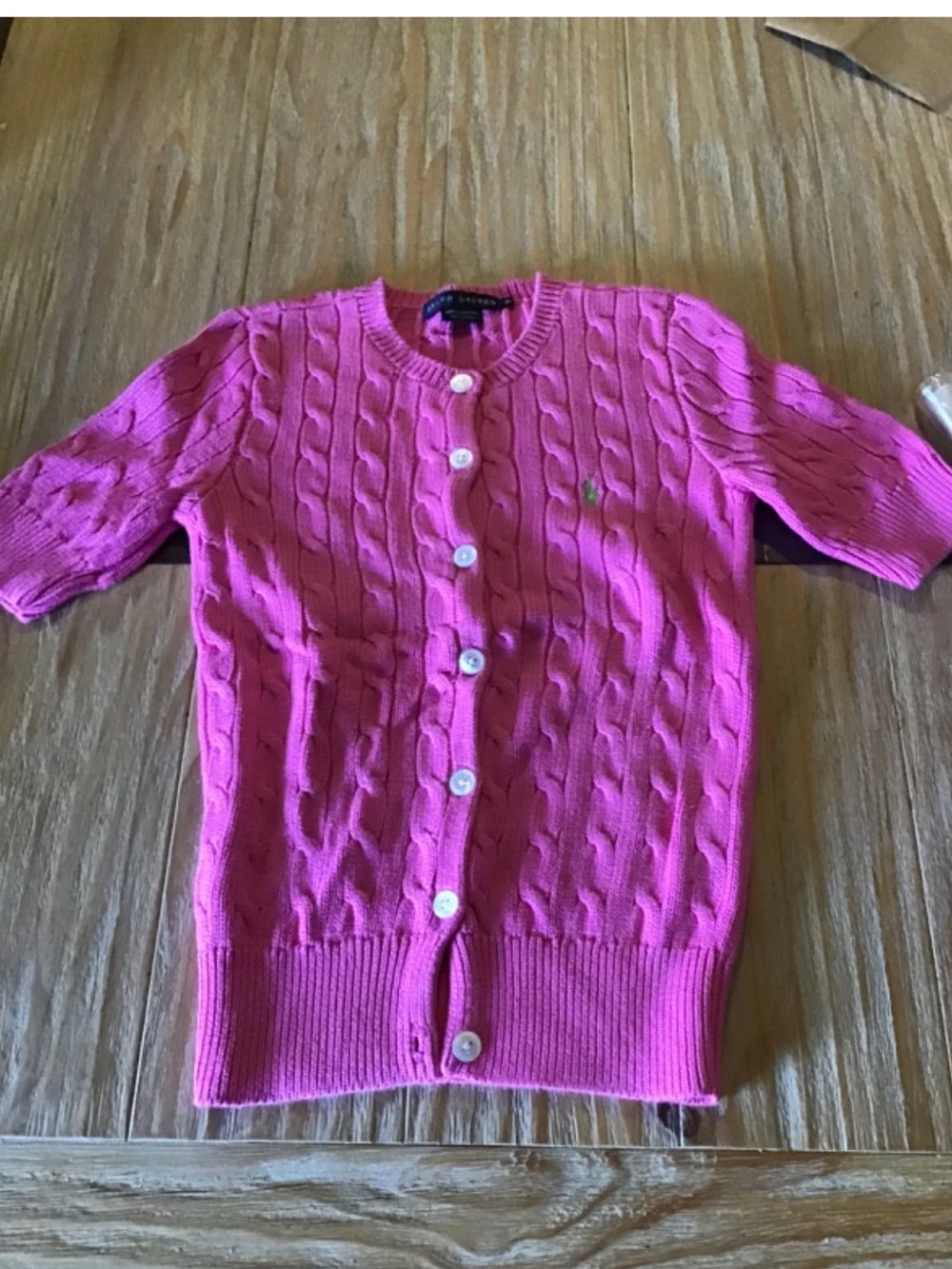 Ralph Lauren Hot Pink Cable Knit Cardigan  women XS.